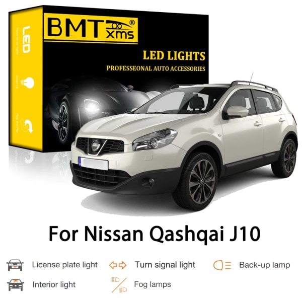 BMTxms Canbus För Nissan Qashqai J10 2007-2013 LED Interiör Parkering Blinkers Back Bakbroms Dimljus Nummerskyltslampa Fog light-2P