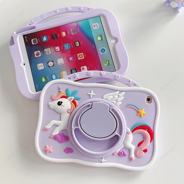 3D Unicorn Kids- case för iPad 10.2 7th 8th 9th 10th 10.9 Gen Pro 11 2022 5th 9.7 2017 2018 Case iPad Air Mini 2 3 4 5 6 IPad 7 8th 9th 10.2 Unicorn NO Strap