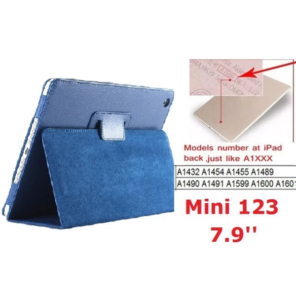 7,9'' Folio Stand Coque för iPad mini 2 mini 3 case Magnetic Smart Flip PU Läder A1432 A1455 A1490 för iPad mini 123 cover NavyBlue