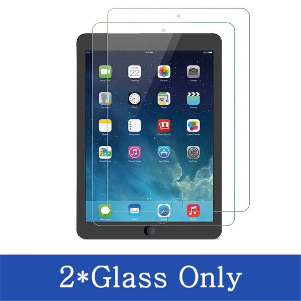 Case för Apple iPad 5 6 9.7 2017 2018 5:e 6:e generationens Trifold Magnetic Stand Leather Flip Smart Cover + härdat glas iPad 6th 9.7 2018 Tempered Glass