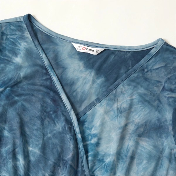 Gravid casual Tie dye Print Suspender byxor Deep Blue XL