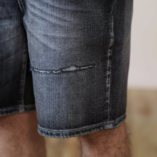 Sommarnyhet 2023 Herr Oversize svarta jeansshorts Mode slitna lösa 100 % bomull Jeansshorts i plusstorlek SK170527 black grey 30