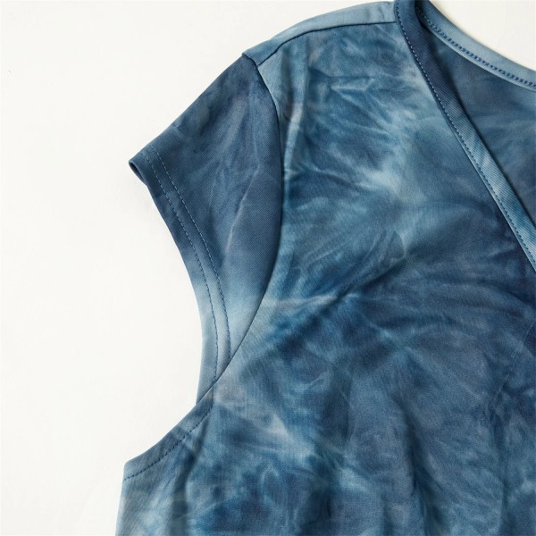 Gravid casual Tie dye Print Suspender byxor Deep Blue L