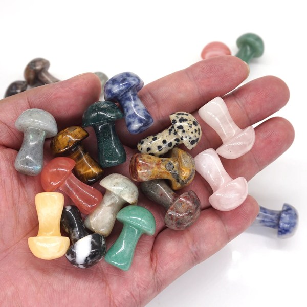 10 STK/ Set 1" Mini svampfigur Naturstenar snidade hantverk Dekor Kvarts Healing Crystal Staty Lots Artiklar Wholesae Bulk Green Aventurine