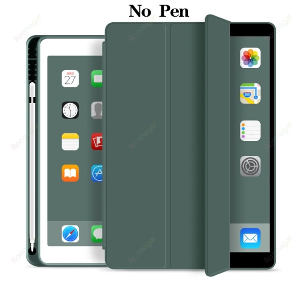 För ny iPad 10:e generationens case 2022 10,9 tum med pennhållare för iPad Air 5 4 10,9 iPad Pro 11 10,5 Air1 2 9,7 Mini 4 5 6 Army Green iPad Air 4 10.9 2020