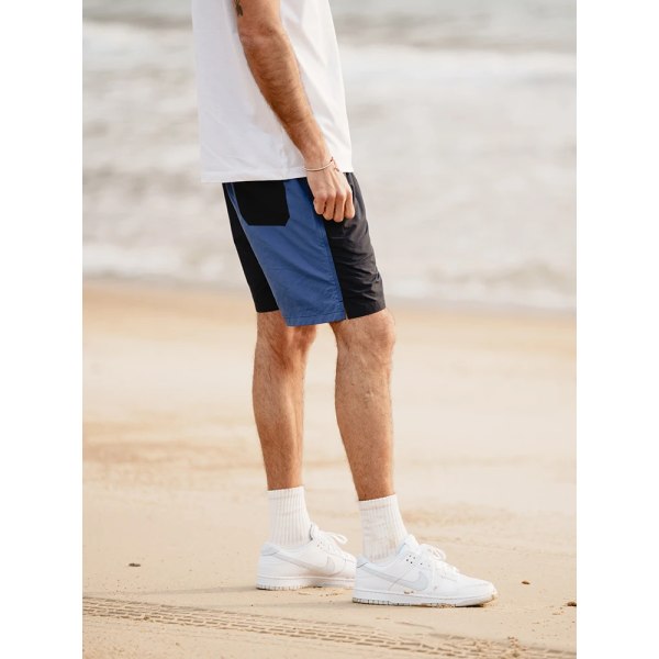 2023 Sommar Nya Oversize utomhusshorts Herr Tunna Strandbyxor i kontrastfärg Dark Blue Denim Blue S  REC 50-57.5KG