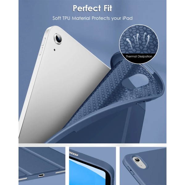 Case för Apple iPad Pro 9.7 10.5 11 2016 2017 2018 2020 2021 2022 2:e 3:e generationens Trifold Magnetic Flip Smart Cover iPad Pro 11 2020 Blue Soft Case