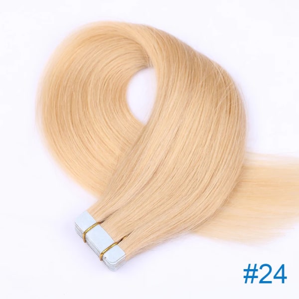 Remy Human Hair Tape Extensions 16" 18" 20" 22" 24" Skin Weft Sömlös europeisk hårtejp Hår för salongshår 20st #24 22 inches
