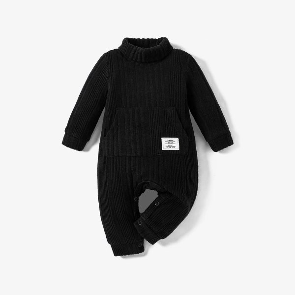 Baby Boy Basic Enfärgad Långärmad Jumpsuit Black 0-3Months