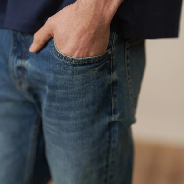 2023 våren nya slim fit jeans män Casual små elastiska jeansbyxor Plus size märkeskläder Vintage Blue 30