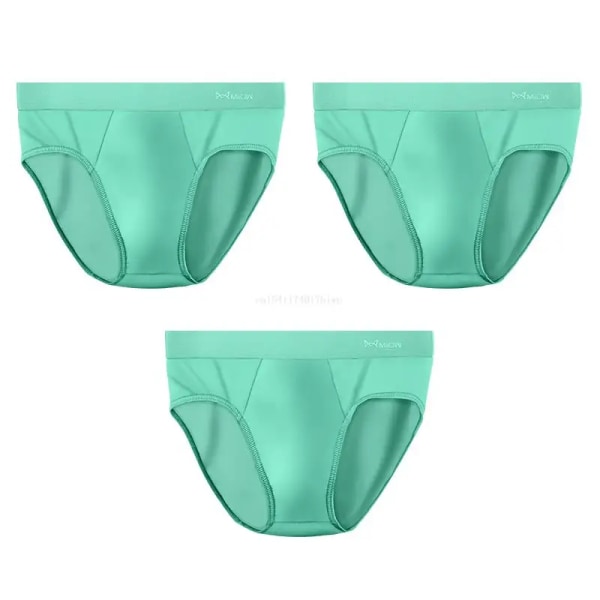 3st Ice Silk Herrbyxor Sommar Thin Breather Herr Underkläder Sexiga Herrkalsonger Plus Size 5XL Man Boxer Trosor 3pcs green XXXL