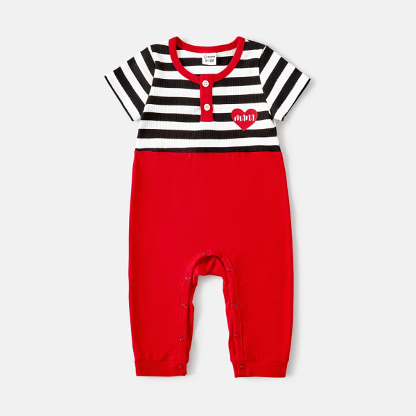 Familjematchande kläder 95 % bomull Randiga kortärmade grafiska klänningar och pikétröjor set ColorBlock Baby Boy 12-18M