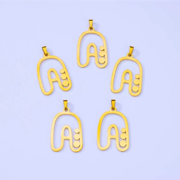 5 st ihåliga A-Z Inledande bokstäver hänge DIY halsband Armband Trendigt rostfritt stål brev hänge Smycken Tillbehör 30mmN22mm Y