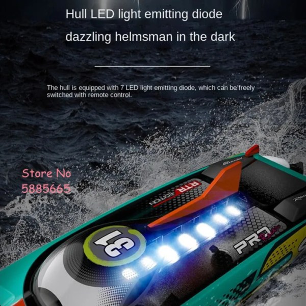80 km/h höghastighets stor borstlös racerbåt 200M 360° styrning Dubbel vattentät 7 LED-ljus Elektrisk RC motorbåt modell leksak Green 3 Battery