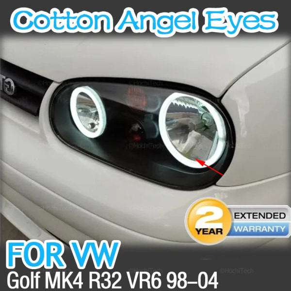 Bilstyling Dubbel Vit Gul LED Halo Ringar Bomullsljus För Volkswagen VW Golf MK4 R32 VR6 CABRIO A4 1998-2004 SMD Angel Eyes