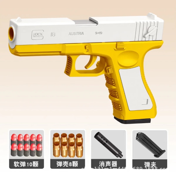 2023 Cartridge Ejection Glock Pistol Pistol Toy Gun Kontinuerlig avfyrningspistol Vuxna Pojkar Barn CS Gold