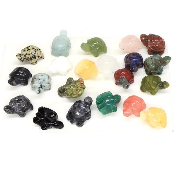 1" Mini sköldpadda Skulptur Naturlig ädelsten snidad Healing Kristall Djur Staty Reiki sten för smycken att göra massor partihandel Flash Labradorite 10 PCS