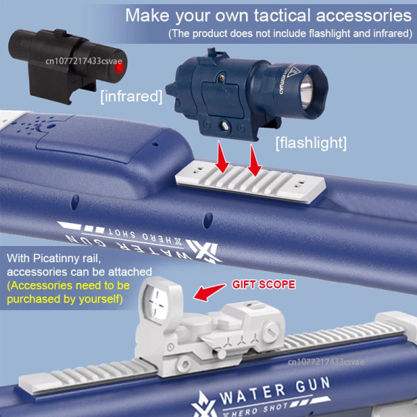 Sommar dubbelpipig vattenpistol elektrisk automatisk vattenpistol Strandleksak Kontinuerlig eldvattenpistol för barn Vuxenpresenter 1