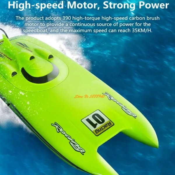 53CM Stor 4CH Racing RC Speedboat 2,4G 40KM/H 150M Vattenseparation Induktion Cirkulerande vattenkylning Fjärrkontroll RC-båt Green 40KM 53CM 1B