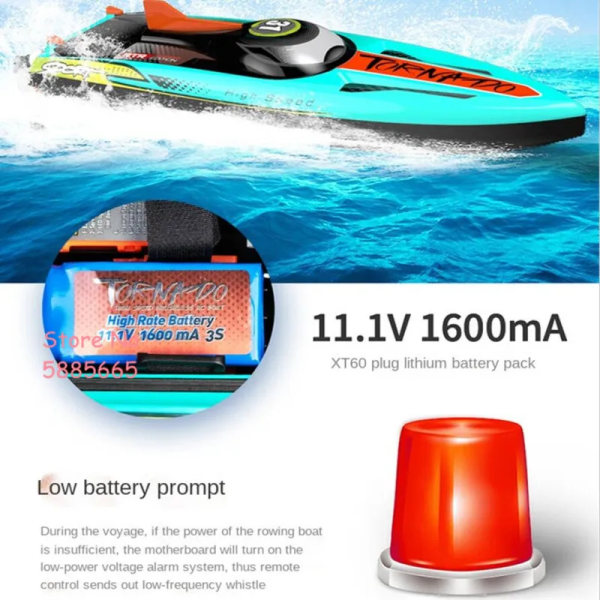 80 km/h höghastighets stor borstlös racerbåt 200M 360° styrning Dubbel vattentät 7 LED-ljus Elektrisk RC motorbåt modell leksak Green 3 Battery