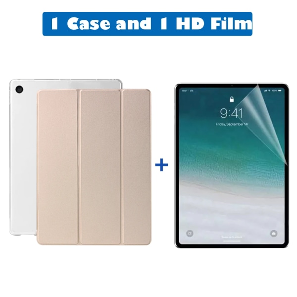 För iPad 2:e 3:e 4:e 5:e 6:e 7:e 8:e 9:e 10:e generationens case för iPad 2 3 4 5 6 7 8 9 10 9,7 10,2 10,9 Tri-fold Cover For iPad 8th 2020 Gold HD film