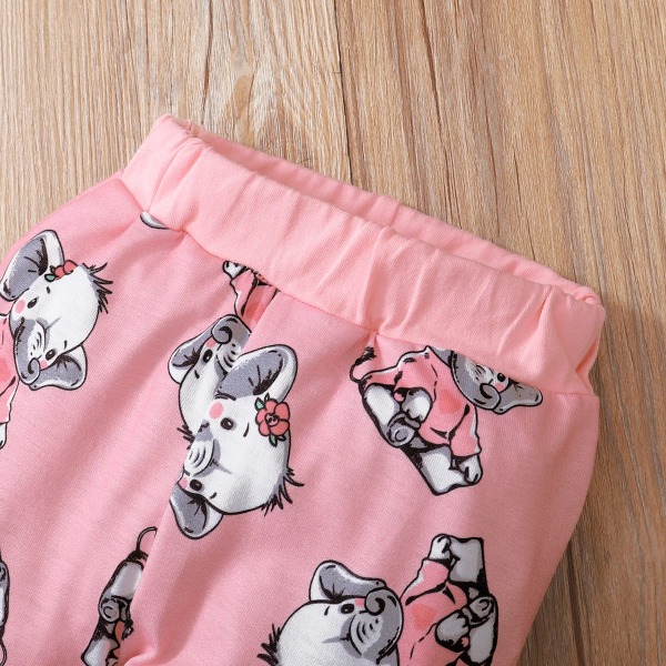 2st Baby Girl 95 % bomull volanger långärmad randig t-shirt och print Naia™ set Pink 9-12Months