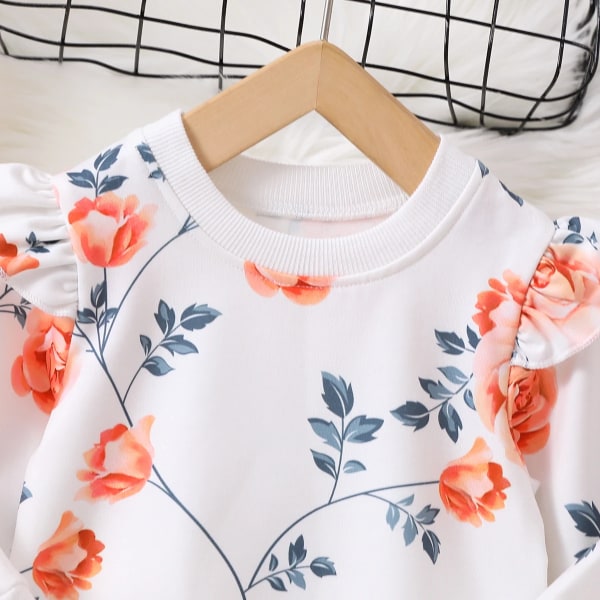 Baby Girl Allover blommigt print volanger långärmad tröja Brown 3-6Months
