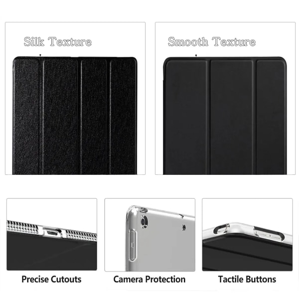 Case för Apple iPad Air 9.7 10.2 10.5 10.9 2:e 3:e 4:e 5:e 6:e 7:e 8:e 9:e 10:e generationens Trifold Flip Smart Cover Tempered Glass iPad 2th 9.7 2011