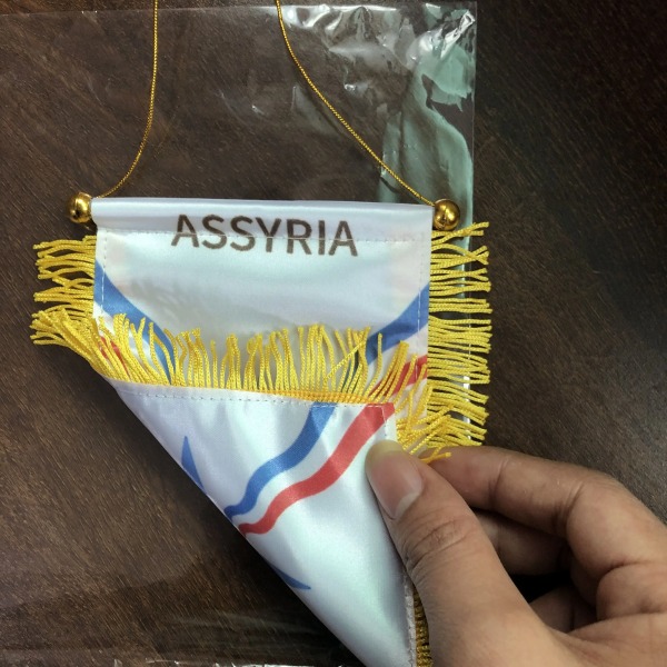 partihandel Assyrien flagga Assyriska imperiet mini hängande flaggor högkvalitativ polyester dubbelsidig printed heminredningsbanner 20x30cm 100 PCS
