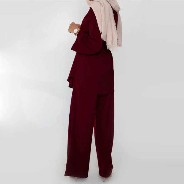 Eid Mubarak Kaftan Dubai Abaya Turkiet Muslimsk mode Hijab Klänning Sets Islam Kläder Abayas För Kvinnor Musulman Ensembles De Mode Beige Set M