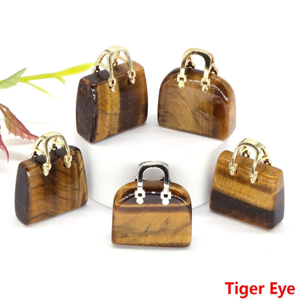 1" Mini Damväska Naturstenar Kristallläkning Reiki Kvarts Ädelsten För Smycken Hänge Hantverk Heminredning Gåva Partihandel Tiger Eye 10pcs