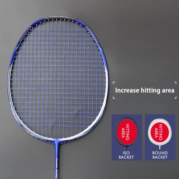 Carbon Fiber Super Light 8U 62g Strung Badminton Racket Max Tention 32LBS Professionell racket Offensiv typ Racket String Bag Black