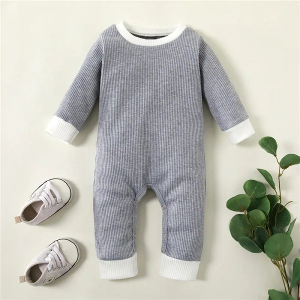 2020 Ny vår och höst Baby Solid Jumpsuit för Baby Bodysuits kläder Coffee 3-6 Months