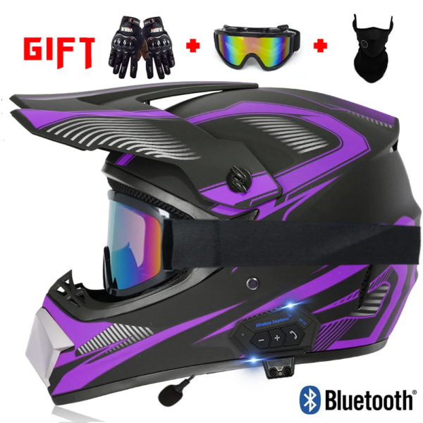 Motorcykel terränghjälm med Bluetooth Motorcykeltillbehör ATV Dirt DH Racing Motorcrosshjälmar för män Multiventilation P S