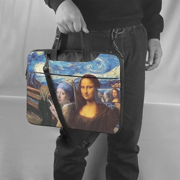 Mona Lisa Starry Night Laptopväska Selfie Van Gogh För Macbook Air Pro Acer Dell Travelmate Stötsäkert case 13 14 15 15.6 Fodral As Picture 15.6-inch