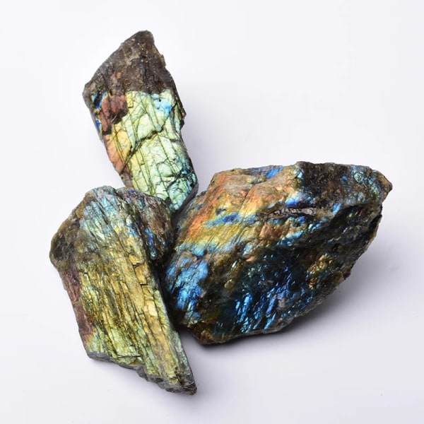 Högkvalitativ naturlig labradorit Kristallsten Månsten Healing Kvarts Malm Mineral Oregelbundna prydnader Rock Mineral Exemplar Labradorite 500g(1bag)