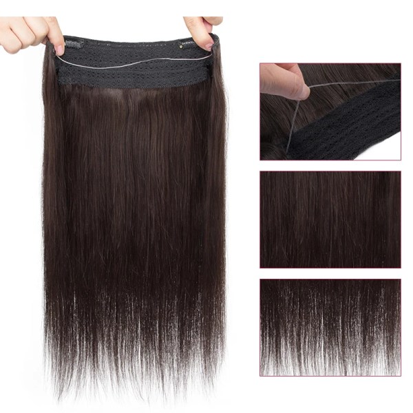 Fish Line One Piece 100% Människohår Förlängning Clip Hårförlängning Ombre Natural Remy Hair Rak hårstrå Blond För kvinnor 18 26inch 100g