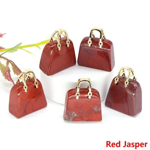 1" Mini Damväska Naturstenar Kristallläkning Reiki Kvarts Ädelsten För Smycken Hänge Hantverk Heminredning Gåva Partihandel Red Jasper 20pcs