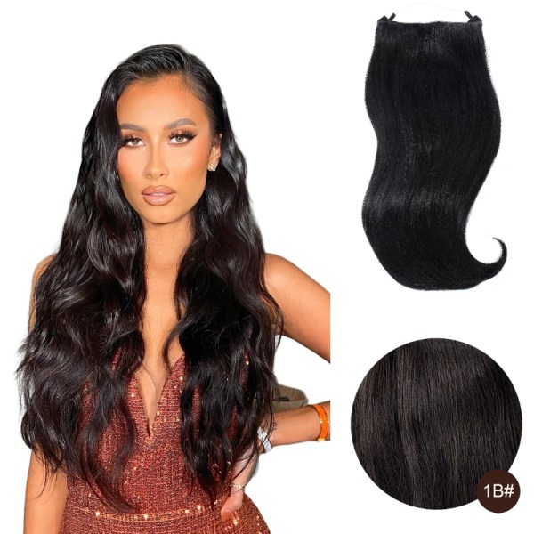 Fish Line One Piece 100% Människohår Förlängning Clip Hårförlängning Ombre Natural Remy Hair Rak hårstrå Blond För kvinnor 1B 16 inch 80g