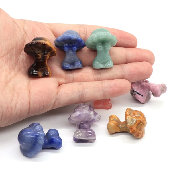 Svamp Dam Staty Natursten Carving Tecknad Konst Hantverk Figurine Healing Kristall Hem Gem Dekoration Kärlek Semesterpresent 1,2" Blue Sodalite 20pcs