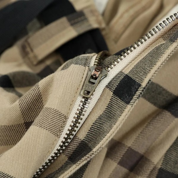 2023 Höst Vinter Ny Pläd Loose Cargo Byxor Ruta byxor med resår i midjan Hip Hop Streetwear SJ171172 khaki plaid M