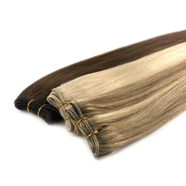 Raka hårbuntar Äkta människohårinslag European Remy Natural Human Hair Extension 100g Kan väva lockigt hår P18-613 18inches
