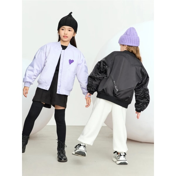 Barn Barn Bomullsrockar för flickor Vinter 2023 Nytt mode Streetwear Förtjockad Casual 3-14 år Baseball Uniform 22353004 light purple 155cm