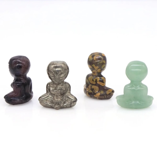 1,6" Yoga Alien Naturlig läkande sten Kristall snidad abstrakt konsthantverk Meditationsfigur Vardagsrum Sovrum Dekoration Present Flame Stone 5pcs