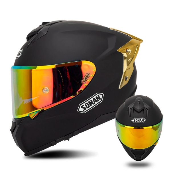 ECE DOT-godkänd Casco Motorcykelhjälmar Helansiktshjälm Dual Lens Capacete Moto Scooter Ridning Färgglatt visir för män kvinnor F3703MB M