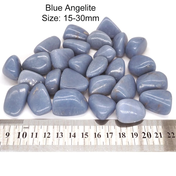 Naturlig blå angelit tumlad sten Healing Kristall Kvarts Mineralprov Bulk Energi Ädelstensdekor för gör-det-själv smycken 200g