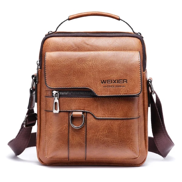 Ny Crossbody-väska för män högkvalitativ vintage läder Sling sidohandväskor Business Cross Body Shoulder Messenger Bag light brown