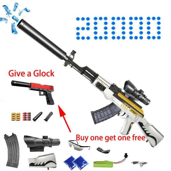 Ny Ak47 Gel Blaster Toy Gun Elektrisk Blast Gel Vatten Bomb Gun Utomhusaktiviteter Spel Shooting Gel Bullet Gun Gift Glock 1 st 3