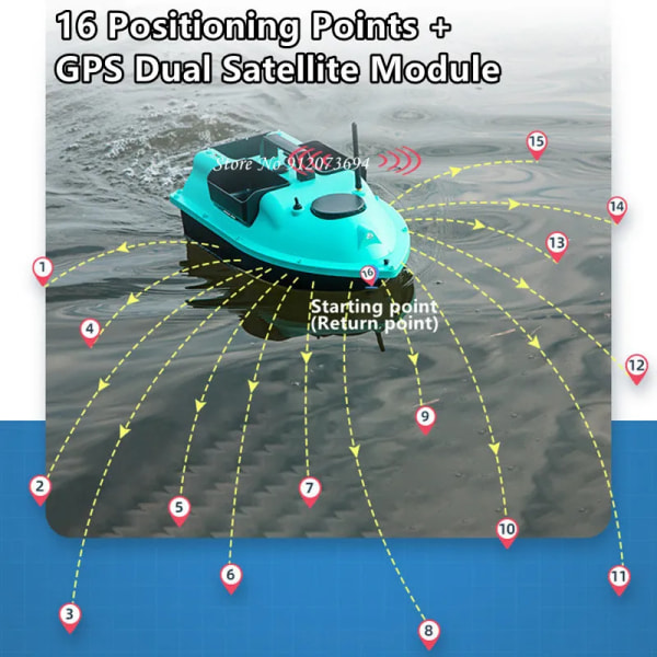 16 GPS Positionering Bopunkt Fjärrkontroll Bete Båt 500M 2KG Last Smart Calibration Yaw Fixed Speed ​​Cruise RC Fiskebåt GPS US 6000MAH 3B