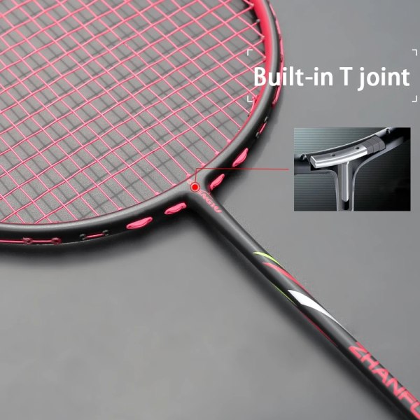 10U 52G 4 färger 100% kolfiber badmintonracketsträngar Superlätt träningsracket Professionell racket med väskor Vuxen Red